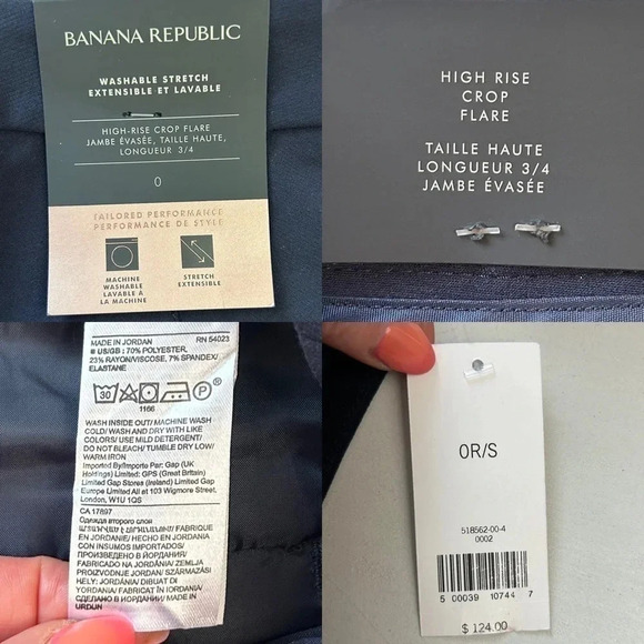 Banana Republic Pants High Rise  Crop Flare Leg Trousers Navy Blue Size 0 NWT - Picture 11 of 16